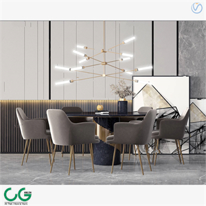 modern marble dining table chair 3d model